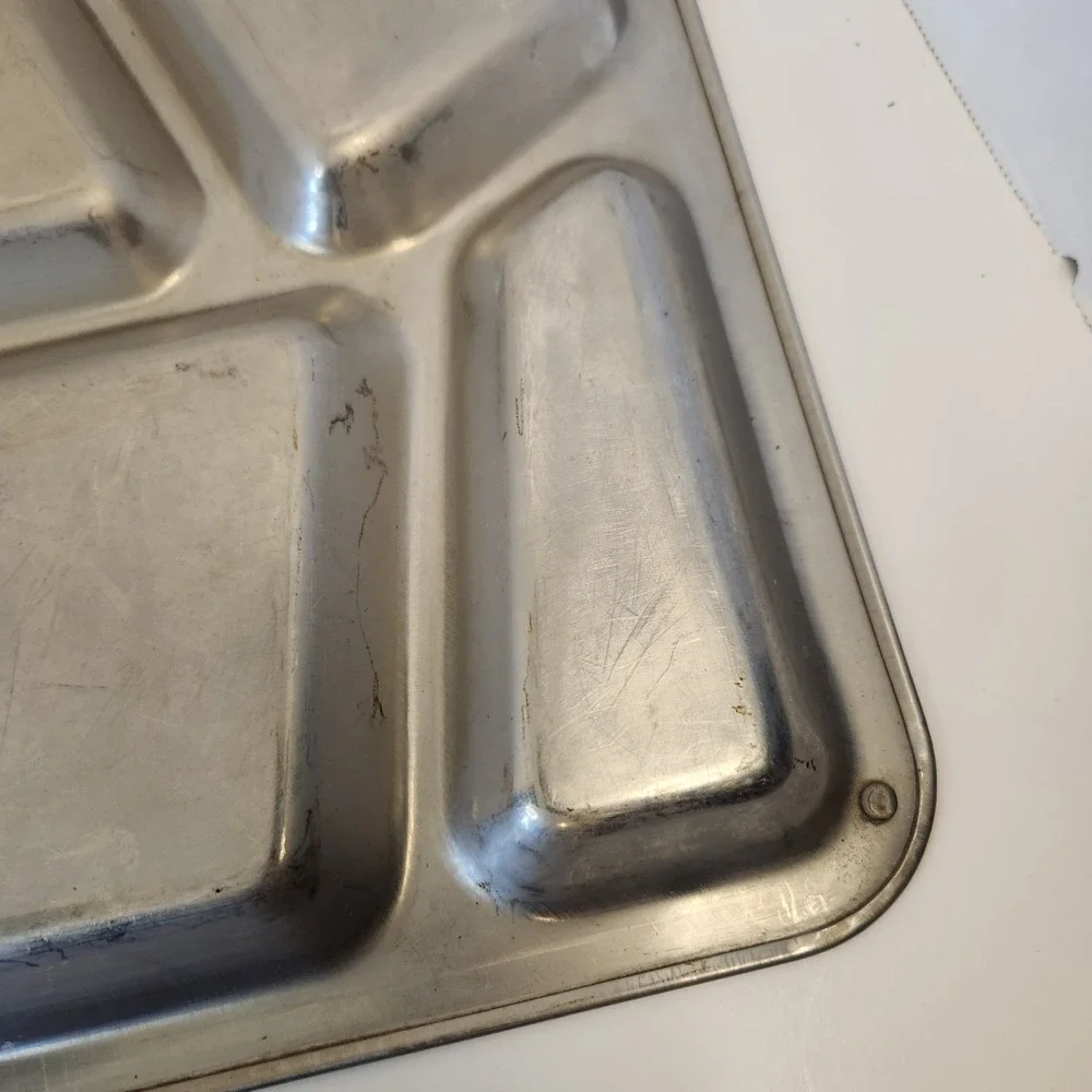 Vintage‎ US Navy USN Heavy Double Layer Riveted Steel Compartment Food Tray